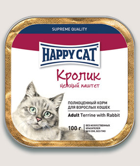 Happy Cat конс. для кошек паштет кролик 