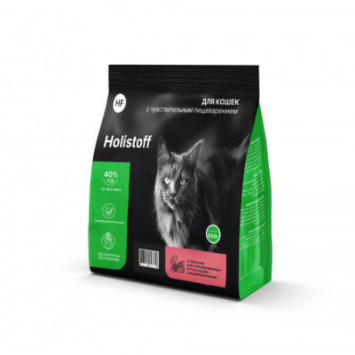 Holistoff cухой корм для стерилизованных кошек и котов с индейкой и бурым рисом 