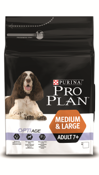 Pro Plan Medium &amp; Large Adult 7+ сухой корм для собак старше 7 лет. Курица/Рис PRO PLAN® MEDIUM & LARGE ADULT 7+ с комплексом OPTIAGE®  Когда ваша собака достигает зрелого возраста, ее мозговая активность замедляется. Корм, разработанный нашими ветеринарами и диетологами,  Purina® PRO PLAN®  с комплексом  OPTIAGE®  дольше сохраняет мозговую активность и бдительность вашей собаки. Доказано, что благодаря нашему особому запатентованному сочетанию питательных веществ комплекс  OPTIAGE®  улучшает мозговую деятельность и помогает собаке оставаться активной, подвижной и игривой в зрелом возрасте.  Корм сухой полнорационный для взрослых собак старше 7 лет средних и крупных пород  PRO PLAN® Medium & Large Adult 7+  с комплексом  OPTIAGE® , с курицей и рисом.