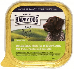 Happy Dog конс. для собак нежный паштет индейка/паста/морковь 