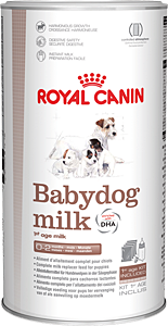 Royal Canin BABYDOG MILK Заменитель молока для щенков с рождения до отъема Заменитель сучьего молока, который дают щенку с рождения до отъема (около 3 недель) в качестве добавки или вместо материнского молока. Специально разработан в качестве добавки или заменителя материнского молока для щенков раннего возраста
