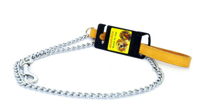 Benelux Поводок светло коричневый (цепь/кожа) (Lead metal chain leather handle nat) 