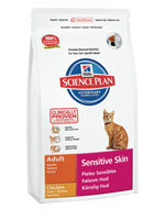 Hill's Science Plan Adult Sensitive Skin сухой корм для кошек с чувствительной кожей. Курица Hill's™ Science Plan™ Feline Adult Sensitive Skin Chicken сформулирован для предотвращения сухой, шелушащейся и покрасневшей кожи. С антиоксидантами с клинически подтвержденным эффектом и Омега-3 и 6 жирными кислотами.   Ключевые преимущества      Обогащен Омега-3 и 6 жирными кислотами для здоровья кожи и шерсти.  Увлажняет кожу и насыщает натуральными маслами.  Протеины высокого качества для крепкой мускулатуры.  Великолепный вкус.