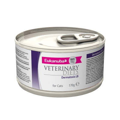 Eukanuba Dermatosis LB для кошек при воспалительных заболеваниях кожи (влажный корм) Полноценное диетическое питание для кошек, склонных к проявлению пищевых аллергических реакций, а также для улучшения обменных процессов в коже при дерматитах и увеличивающейся потери шерсти
