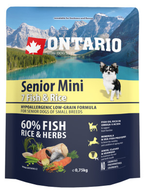 Ontario Для пожилых собак малых пород с 7 видами рыбы и рисом (Ontario Senior Mini 7 Fish &amp; Rice) 