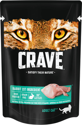 Crave полнорационный консервированный корм для взрослых кошек, с кроликом 