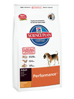 Hill's Science Plan Canine Adult Performance сухой корм для взрослых собак с повышенной активностью. Курица Разработан для удовлетворения дополнительных энергетических потребностей у активных, рабочих и охотничьих собак. С антиоксидантами с клинически подтвержденным эффектом и гранулами с высокой энергетической плотностью.