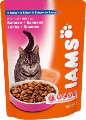 Iams для кошек лосось в пауче 